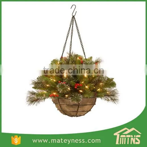 Glittery Lighted Chrismas Decorative Hanging Basket Tree photo-3