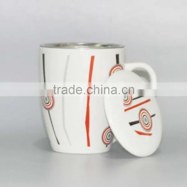 Ceramic Porcelain Coffee Mug With Filter and Lid photo-2