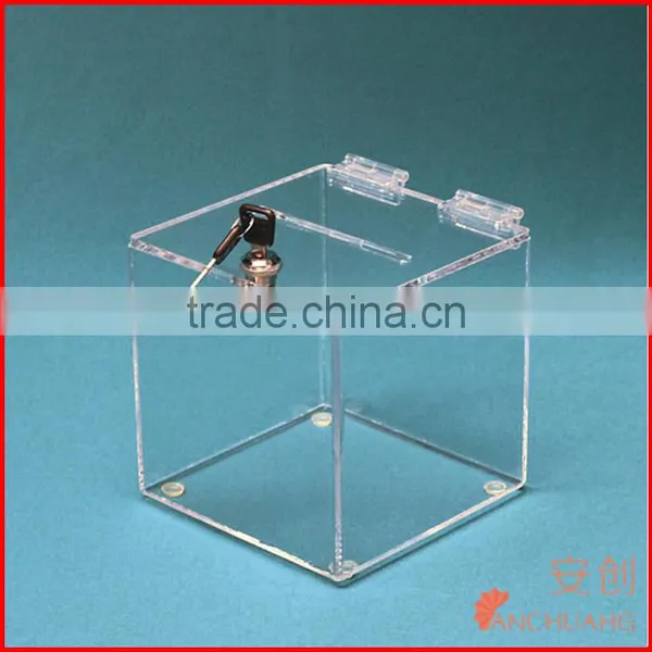 Cube Acrylic Charity / Donation / Ballot / Tip Box Container With Lock photo-2