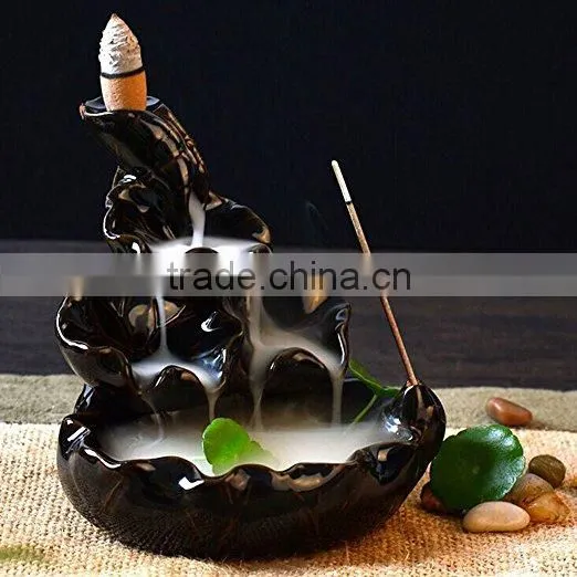 Ceramic Glaze Incense Smoke Cone Burner Backflow Censer Tower Holder photo-3