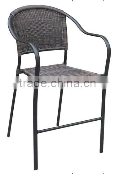 Outdoor High Back Rattan Chair and High Square Wicker Table photo-2