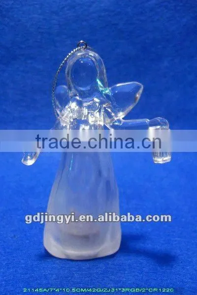 Clear Acrylic Angel Figurines With Led RBG 7 Colors Light Xmas Ornament photo-2