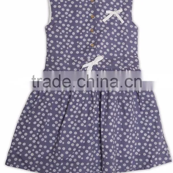 Organic Cotton Floweral Print Girl's Sleeveless Summer Dress photo-3