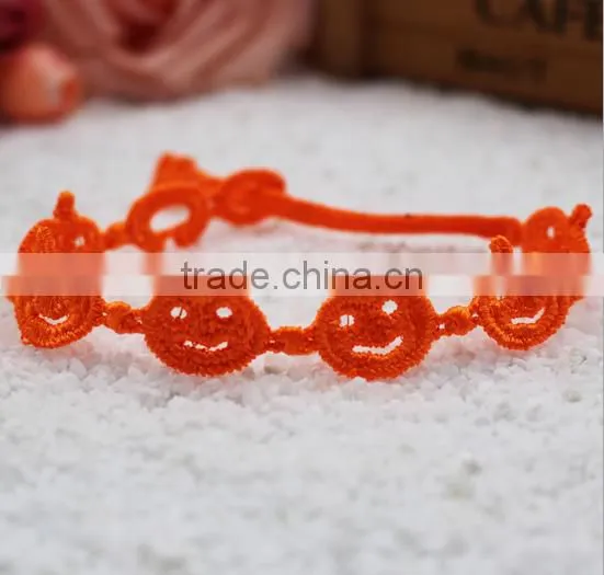 Diy Pumpkin Lamp Black Lace Braided Bracelets Cheap Pumpkin Lamp Design Lace Bracelets for Halloween Promotion Gifts photo-2