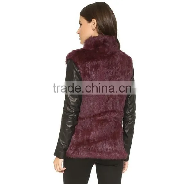 Myfur Factory Direct Wholesale Price Rabbit Fur Knitted Waist Coat Rabbit Fur Coats Girls photo-2