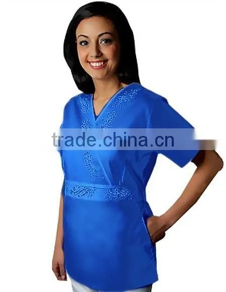 Ladies Mock Wrap Scrub Top photo-6