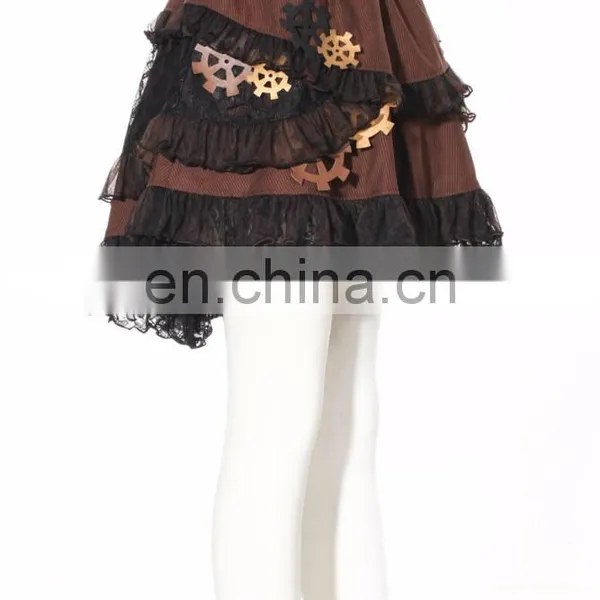 Steampunk Style Puffed Mini Skirt With Gear Decorations photo-2