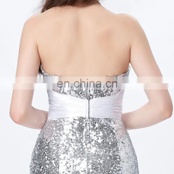 Grace Karin Strapless Sweetheart Neckline Long Mermaid Women's Special Occasion Sexy Silver Prom Dresses CL4409-4 photo-5