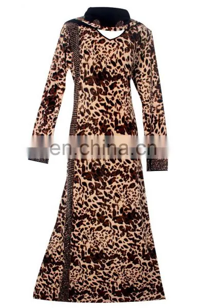 Women's Lycra (Stretchable) Animal Printed & Golden Stone Work Burqa / Casual Wear Fashionable Cheetah Print Bukha photo-2