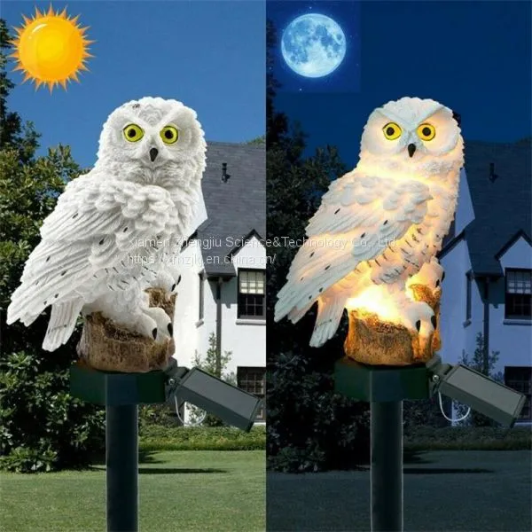 European Style Retro Resin Solar Simulation Owl Garden to Insert Small Night Light Garden Crafts Place photo-4