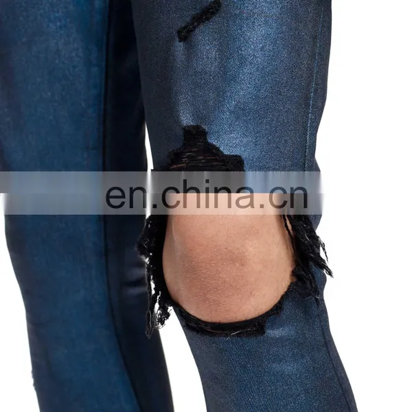 DiZNEW Fashion Purple Wax Denim Mens Ripped Hemp Jeans Men photo-7