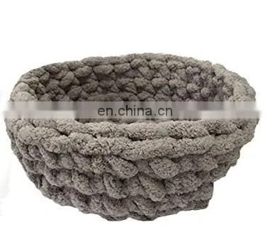 Handmade Chenille Cat Cave,Chunky Hand Knit Pet Bed,Cozy Kitten Cave photo-4