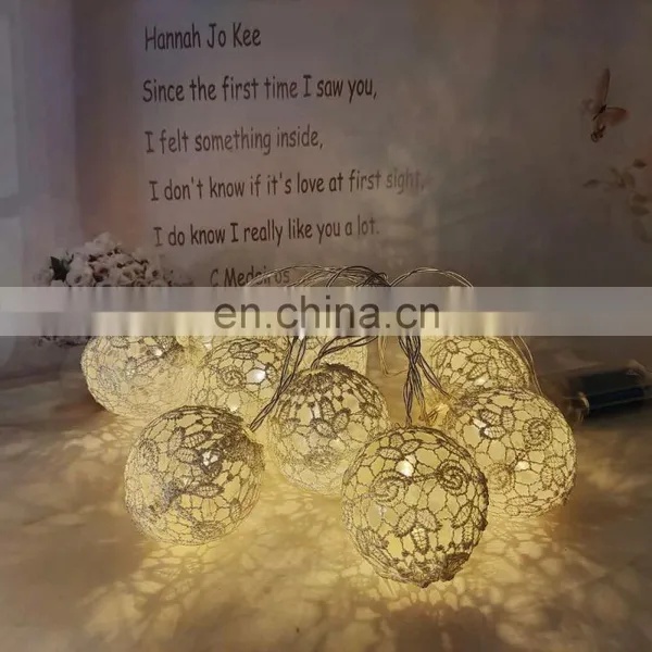 Battery Operated LED String Light 10 Cloth Plastic Ball Valentine Wedding Party Decoration Light photo-4