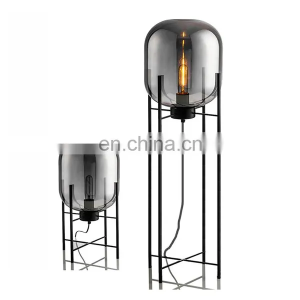 Zhongshan Nordic Light Four Tripod Amber Glass Shade Led Fancy Floor Lamp photo-3