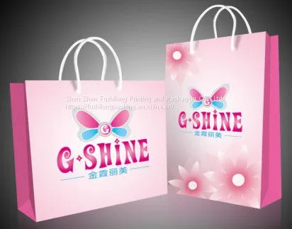 Custom Printed Personalized Pink Matte Laminated Retail Shopping Euro Tote Paper Bag With Logos
