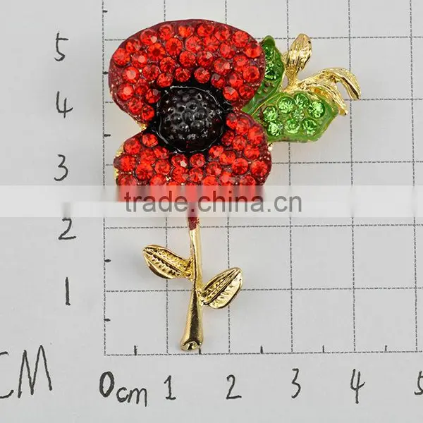 Classical Commemoration of Princess Kate Rhinestone Poppy Brooch photo-4