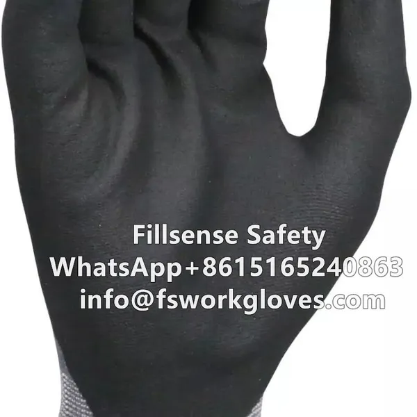 15Gauge Nylon Spandex Liner Microfine Nitrile Foam Coated Gloves Nitrile Work Gloves Nitrile Coated Gloves photo-3
