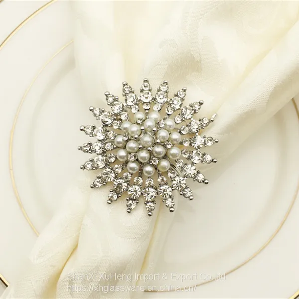 Popular Wholesale Rhinestone Napkin Holder With Gold Silver Ring photo-2