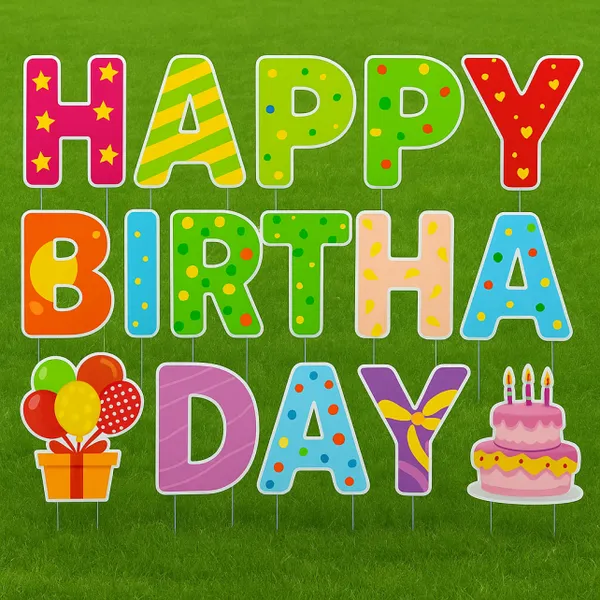 Colorful Die Cut Coroplast Letters 5mm Corrugated Birthday Yard Signs photo-3