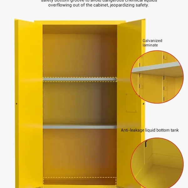 Cold Rolled Steel Blue Acid and Corrosive Storage Cabinet With Adjustable Laminates and Leak-proof Tank for Battery Manufacturing and Chemical Plants photo-2