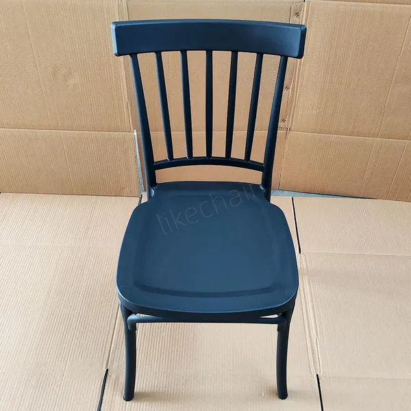 Stackable Plastic Chairs Vertical Slatted Backrest for Restaurant Cafe Garden Patio Dining Use photo-2