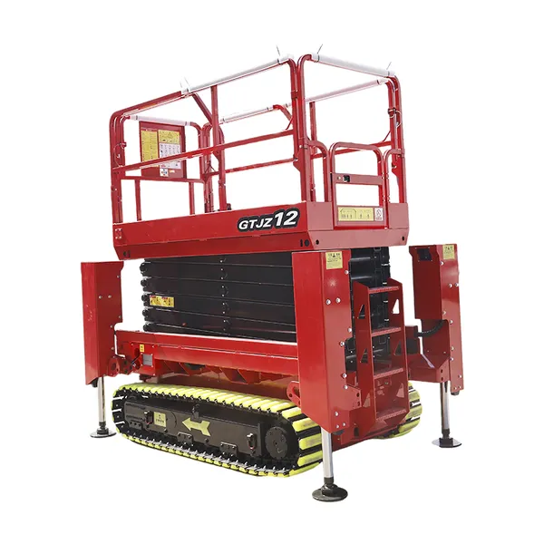 GTJZ12 Electric Self-propelled Scissor Aerial Work Vehicle Extended Platform Trackless Crawler Lift Max Platform
