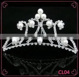 Crystal Bridal Wedding Crown With Pearl Hair Comb Tiaras, Fashion Wedding Crown