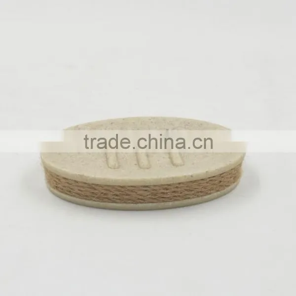 Beige Polyreisn Sandstone Bathroom Accessories Set With Hemp Rope photo-4