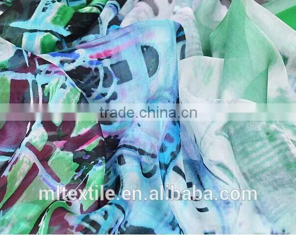 Indian Printed Silk Chiffon Fabric Textile photo-5
