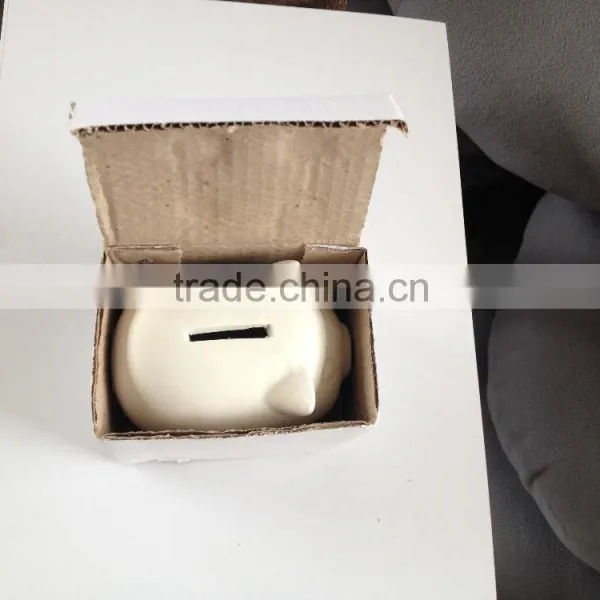 DIY Stock White Ceramic Blank Color Money Piggy Coin Bank photo-2