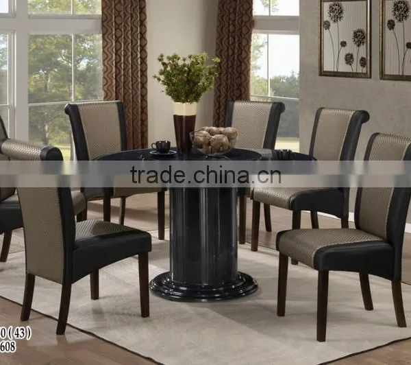 Latest Stainless Marble Top Table Cushion Solid Wood Chair Famous photo-3