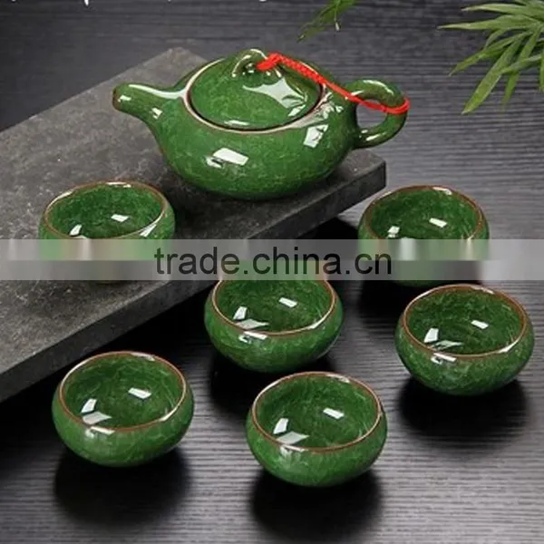 Special Design Ice Cracked Teapot Chinese Pottery Teaset 1teapot 6pcs Tea Cup Clay Teaware photo-2