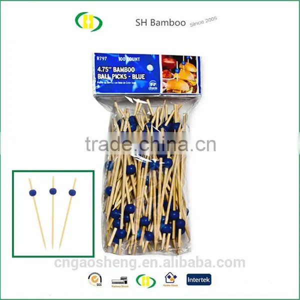 4.75" BLUE BAMBOO BALL PICKS