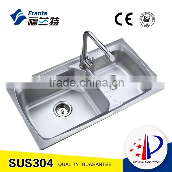 Double Bowl Above Counter Stainless Steel Kitchen Sink