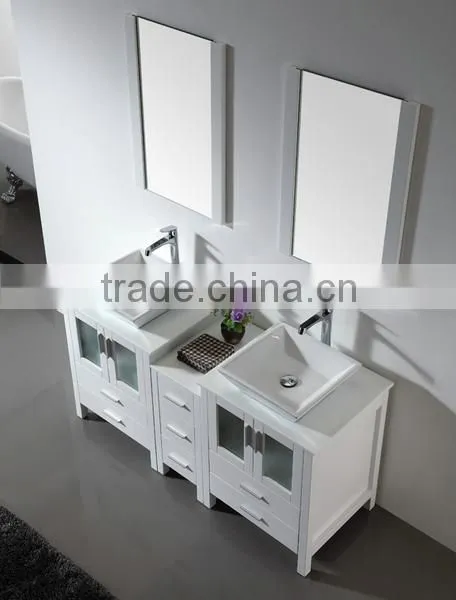 Modern Oak Wood Double Basins Floor Vanity Bathroom Furniture Wooden Cabinet No.3199D photo-2