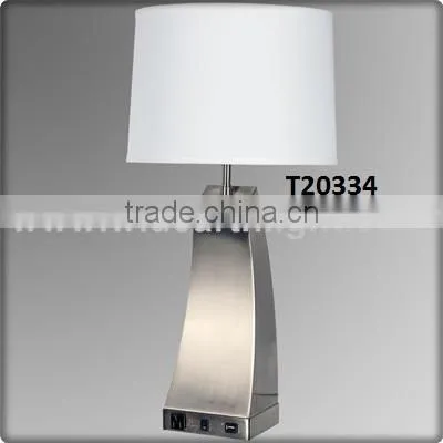 UL Listed Modern Bedroom Bedside Glass Shade Adjustable Desk Lamp With On Off Switch Power Outlet Hotel Desk Lamps Light T50070 photo-5
