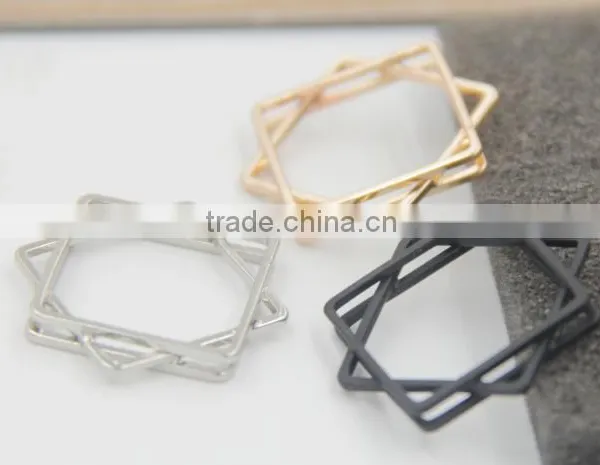 Rock n Roll Stacking Square Brass Gold Silver and Black Ring photo-5