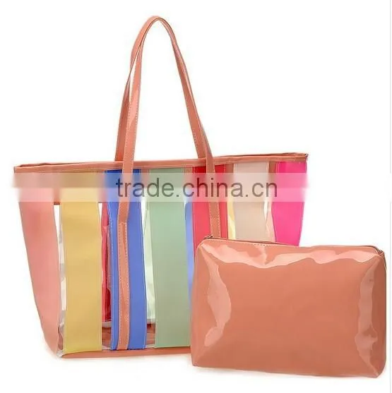 Fashion and Rainbow Transparent PVC Summer Beach Bag for Wholesale photo-4