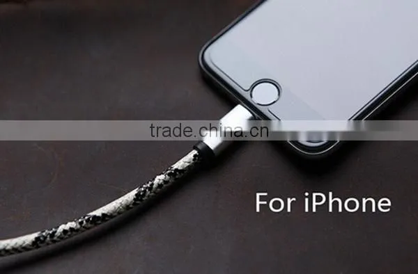 China Supplier Micro USB Snakeskin Leather Usb Cables