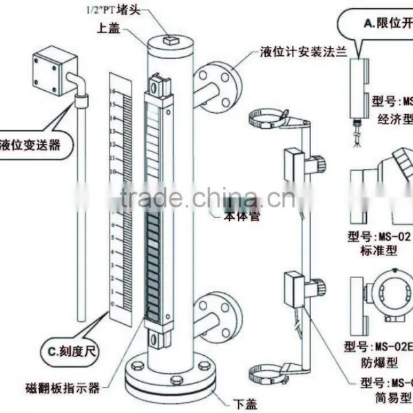 Glass Water and Oil Magnetic Level Indicator photo-3