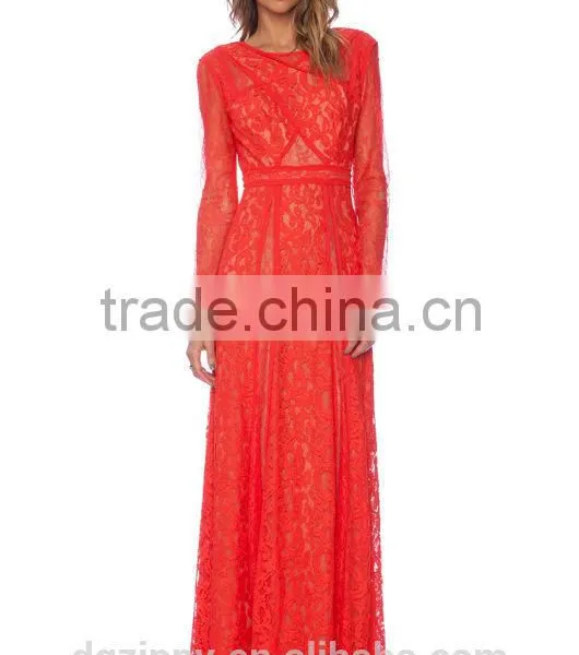 Christmas Gift for Women Long Sleeve Lace Evening Gown photo-4