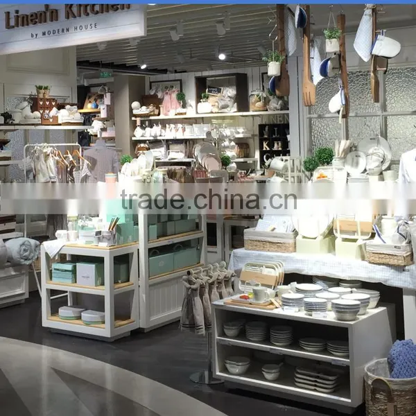 wood and metal kitchen ware display stand