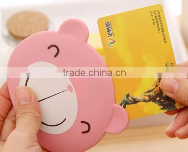 Lovely Cartoon Animal Bear Panda Shape Bank Business Card Holder Silicone Passport Bus Stundent ID Card Holder With Key Ring