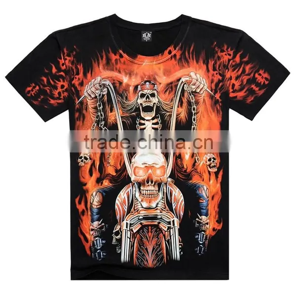 2016 Men's Cotton Short Sleeve T-shirt Fashion O-neck Casual Skull Wolf 3d Print T Shirt M-XXXL