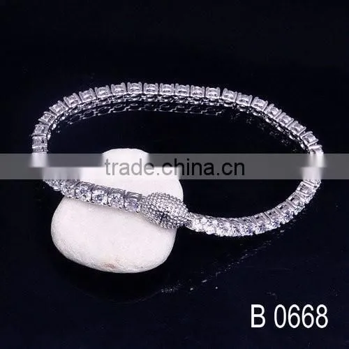 Wholesale Price 7.25 Inch Diamond Designs Rhodium Tennis Bracelet photo-5