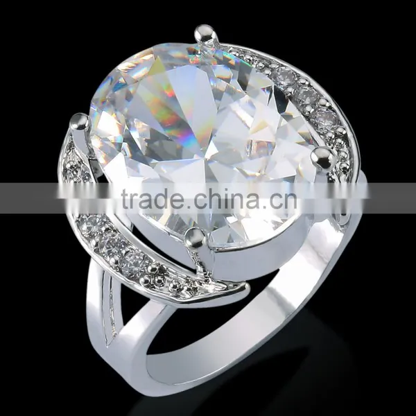 Sparkling Big White Cubic Zircon Ring 18k Gold Plated Jewelry for Wedding Party Size#6,7,8 photo-2