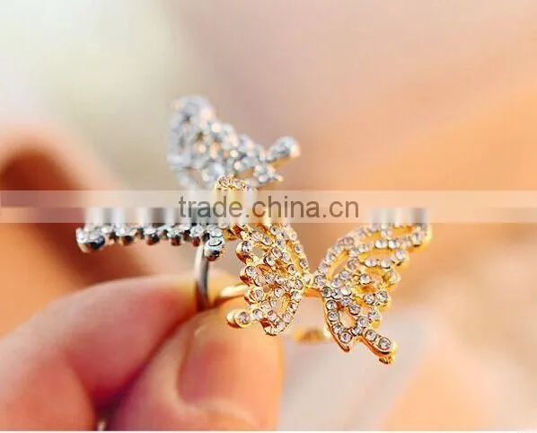 Bulk Popular in World Women Crystal Butterfly Diamante Rings photo-4