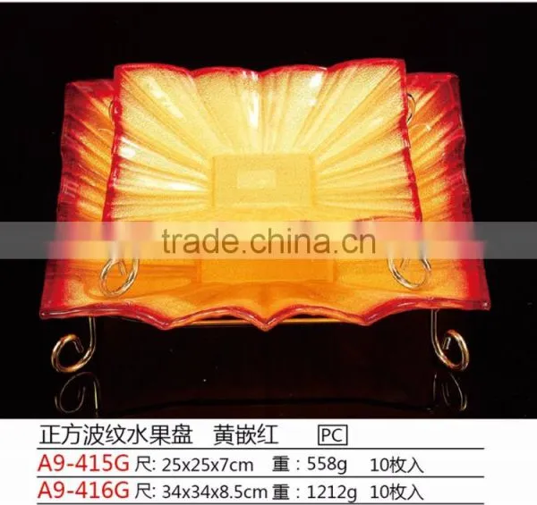 Plastic Colorful Fruit Serving Tray With Stainless Steel Holder photo-2