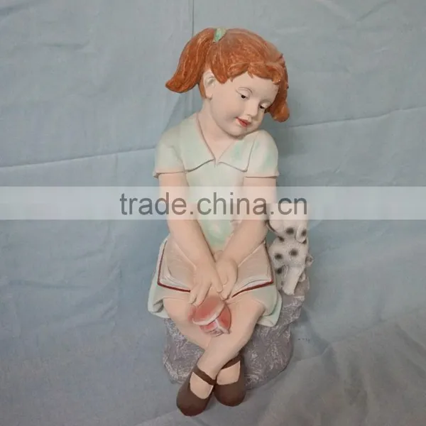 Fiberglass Garden Girl and Dog Sculptures Decor photo-3