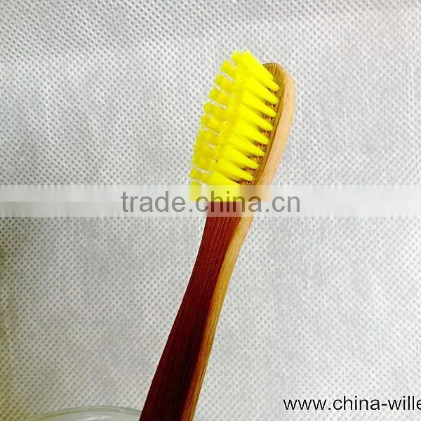 Yellow Color Bamboo Toothbrush, Soft Bristle Toothbrush photo-4
